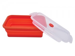 FACKELMANN RECTANGULAR SILICONE FOLDABLE LUNCH BOXES(RED COLOUR), 1200ML