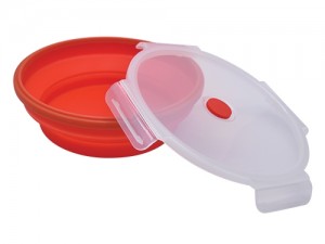 FACKELMANN  ROUND SILICONE FOLDABLE LUNCH BOXES(RED COLOUR), 1100ML